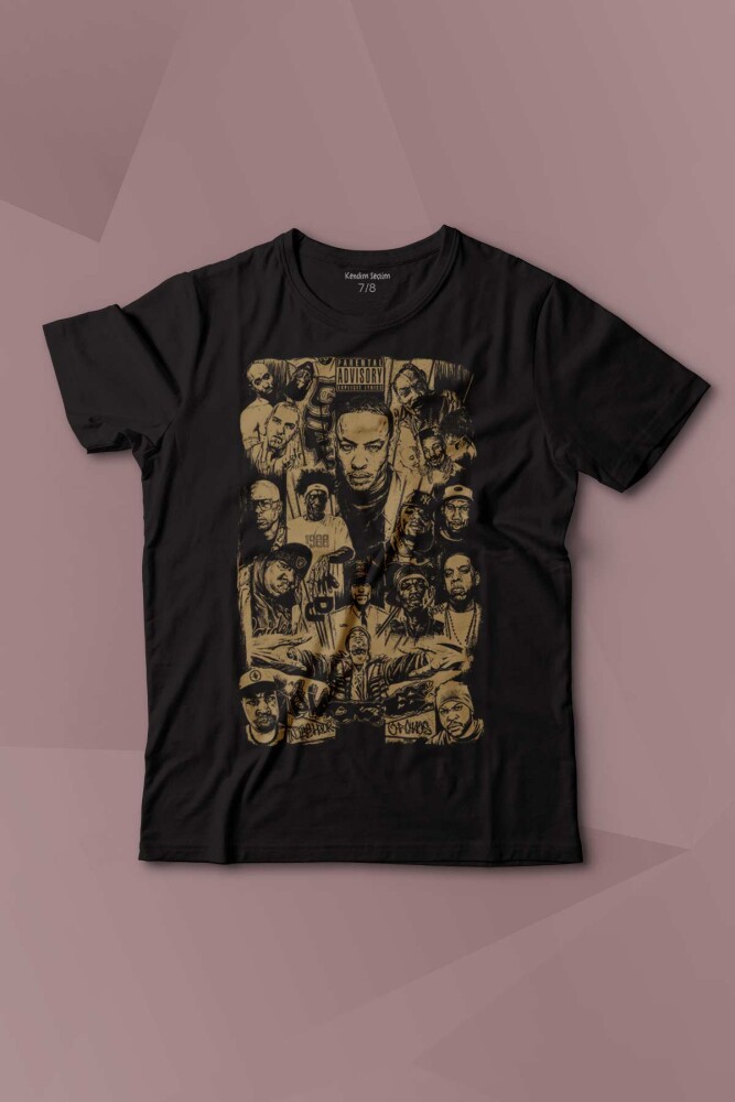 Rap Masters Hip Hop Ustalar Dre 2Pac Eminem Biggie Snoop Dogg Baskılı Çocuk Tişört Kısa Kollu - KENDİM SEÇTİM