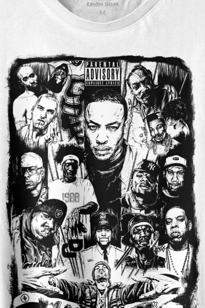 Rap Masters Hip Hop Ustalar Dre 2Pac Eminem Biggie Snoop Dogg Baskılı Tişört Unisex T-shirt (1)
