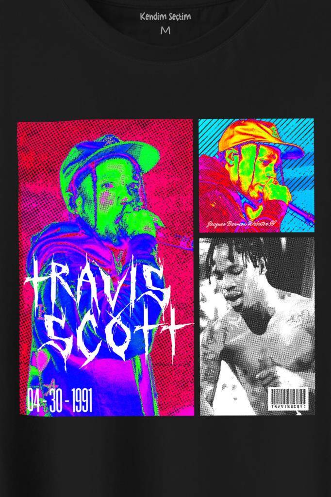 Rap Music Trap Müzik Sokak Hiphop Travis Scott Baskılı Tişört Unisex T-Shirt - 2