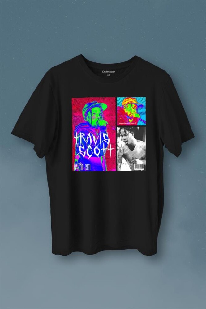 Rap Music Trap Müzik Sokak Hiphop Travis Scott Baskılı Tişört Unisex T-Shirt - 1