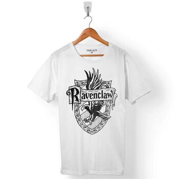 Beyaz Regular T-shirt Ravenclaw Hogwarts Baskılı Unisex Tişört - 1