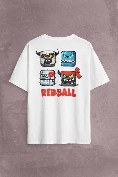 Red Ball 4 Crazy Kırmızı Top Redball Sırt Ön Baskılı Oversize Tişört Unisex T-Shirt - 2
