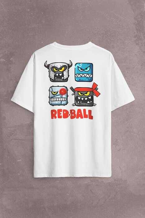 Red Ball 4 Crazy Kırmızı Top Redball Sırt Ön Baskılı Oversize Tişört Unisex T-Shirt - 2