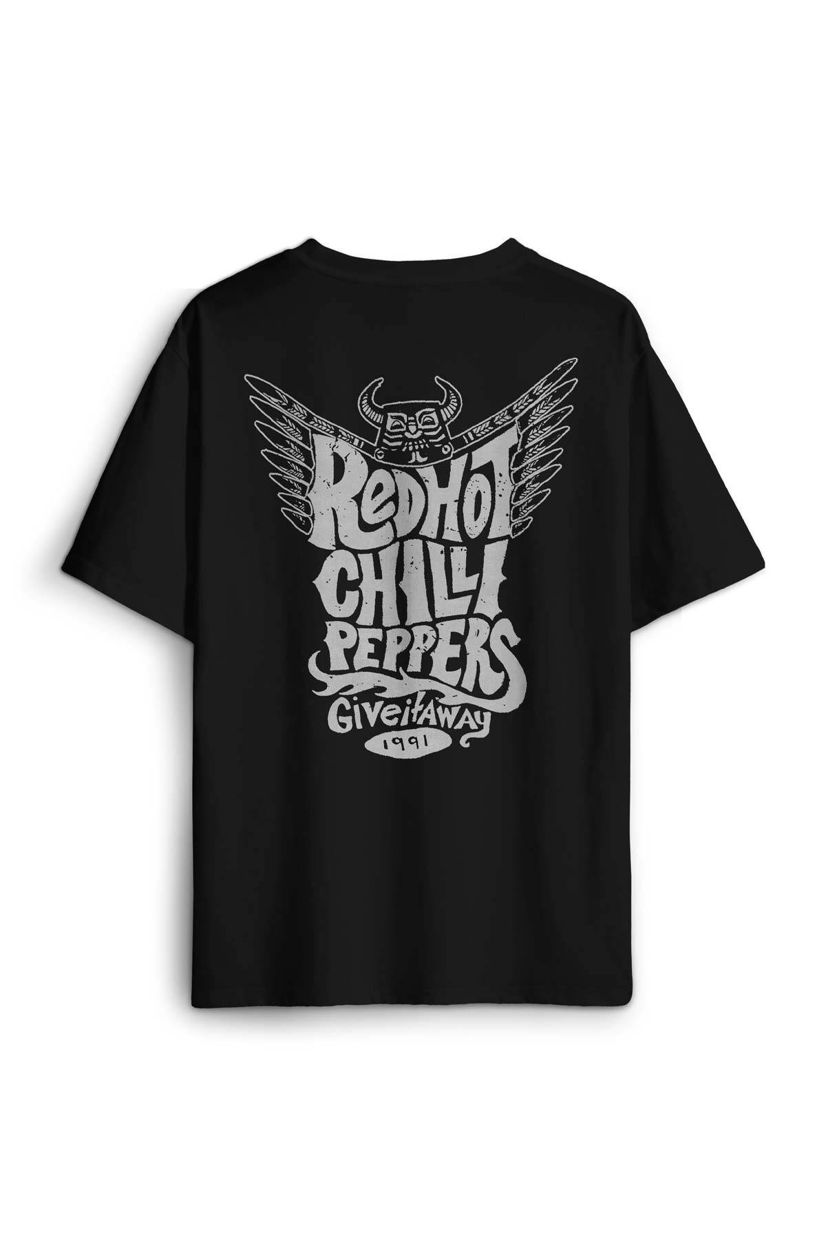 Red Hot RHCP Rock Müzik Music Sırt Ön Baskılı Oversize Tişört Unisex T-Shirt - 1