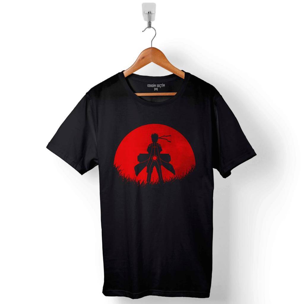 Red Moon Naruto Silhouette Spy Anime Manga Baskılı Tişört Unisex T-Shirt - 1