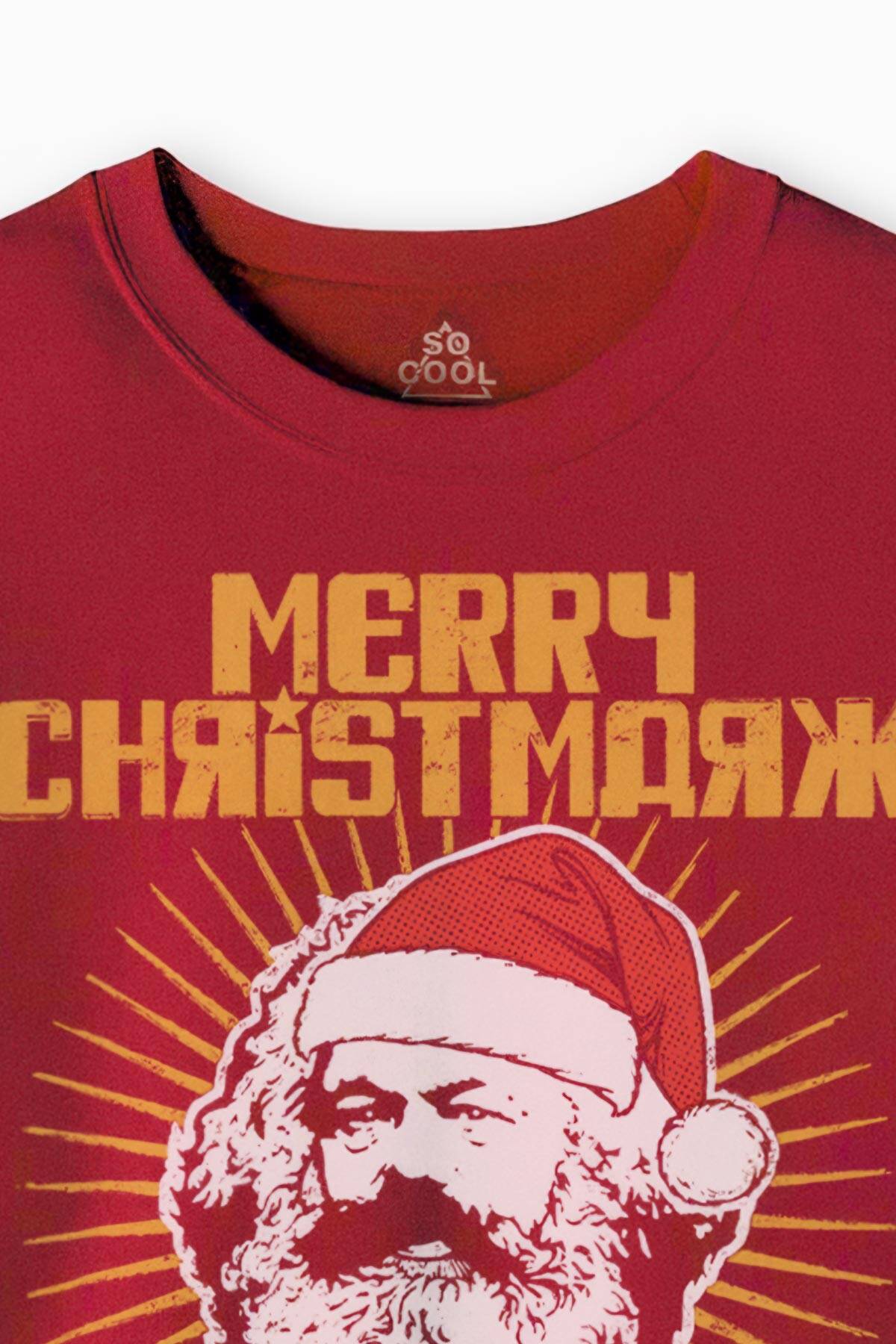 Red Sweatshirt Chrismarx Marx Soviet Funny New Year Noel Christmas Yeni Yıl 2026 Kırmızı Sweat - 3