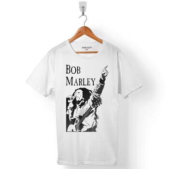REGGAE BOB MARLEY GİTAR SAHNE MÜZİK KRALI ERKEK TİŞÖRT - 1