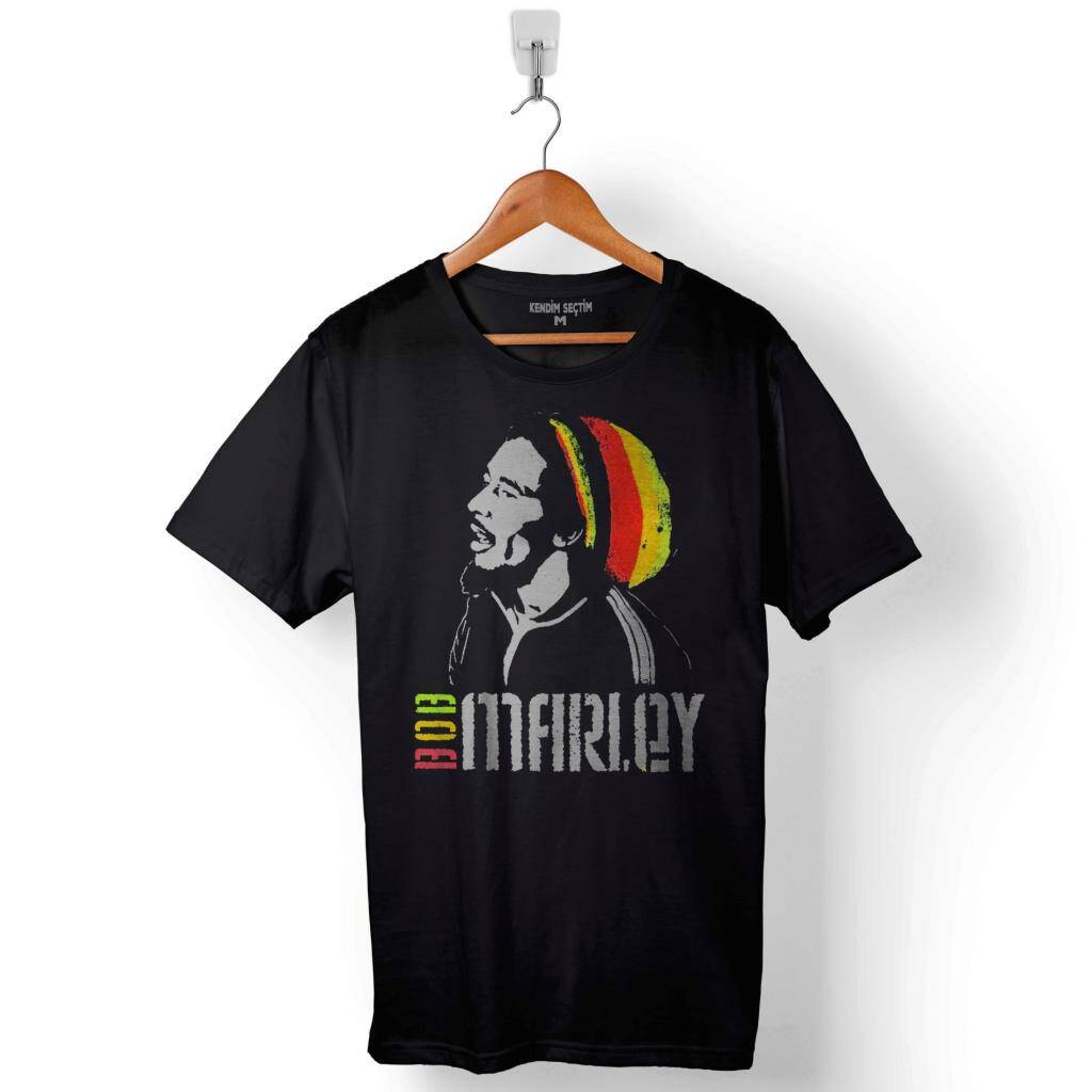 Reggae Bob Marley Müzik KrAli Baskılı Tişört Unisex T-Shirt - 1