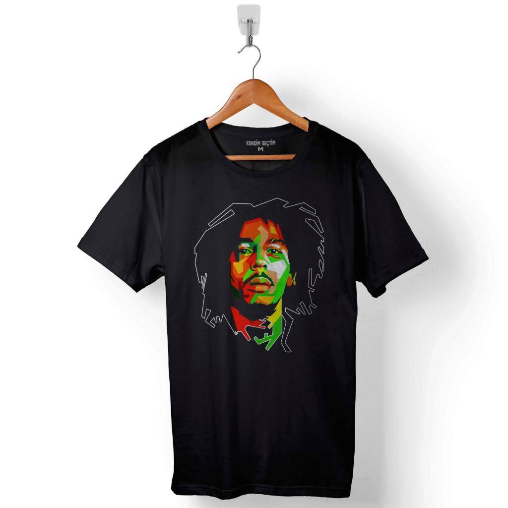 Reggae Bob Marley Müzik KrAli Baskılı Tişört Unisex T-Shirt - 1