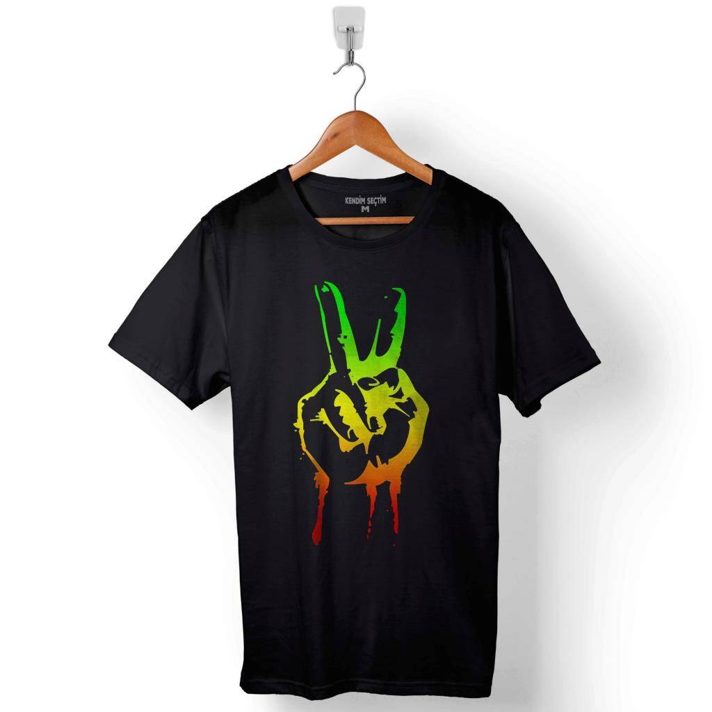 Reggae Özgürlük İşareti Rasta Iı Tımeline Baskılı Tişört Unisex T-Shirt - 1