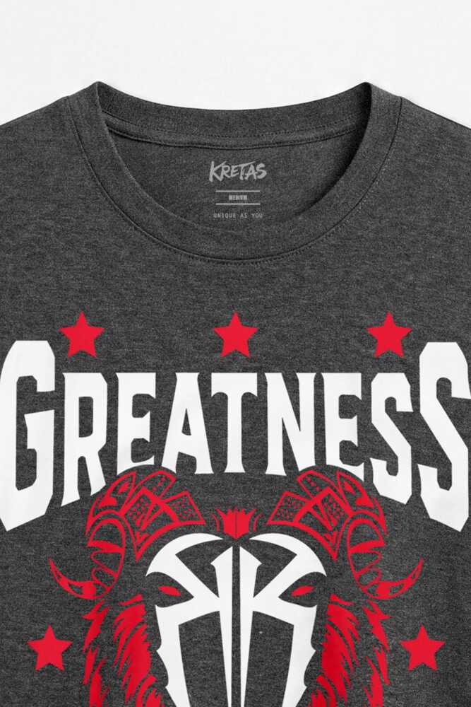 Regular Fit Tişört Roman Reigns Greatness Aslan Gym Spor Fitness Antrasit Melanj - 2