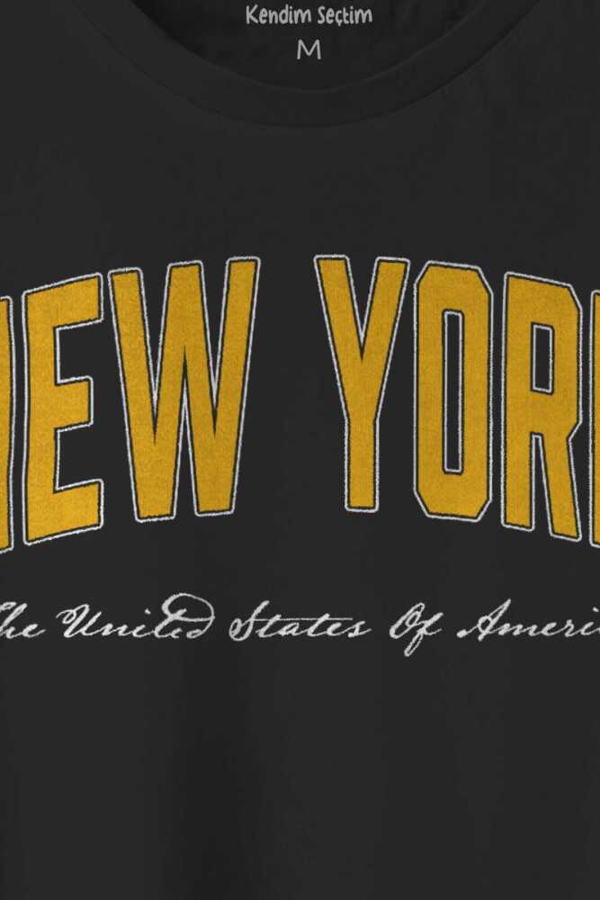 Regular T-shirt New York City Şehir Amerika USA Yazı Baskılı Unisex Siyah Tişört - 2