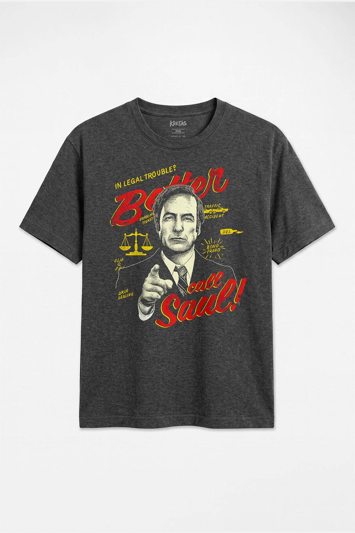 Regular Unisex Better Call Saul Breaking Bad Dizi Film Antrasit Melanj Tişört