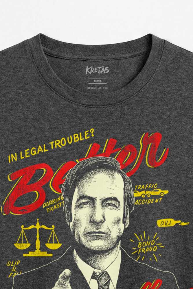 Regular Unisex Better Call Saul Breaking Bad Dizi Film Antrasit Melanj Tişört - 2