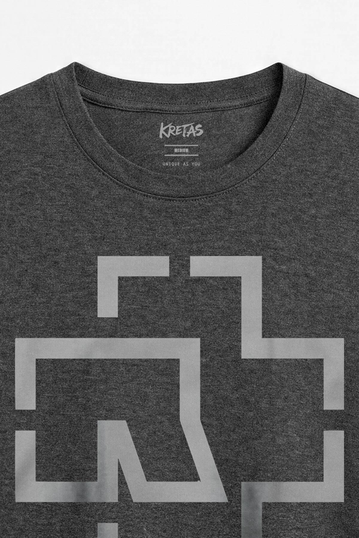 Regular Unisex Rammstein Till Lindemann Metal Rock Müzik Logo Antrasit Melanj Tişört - 2