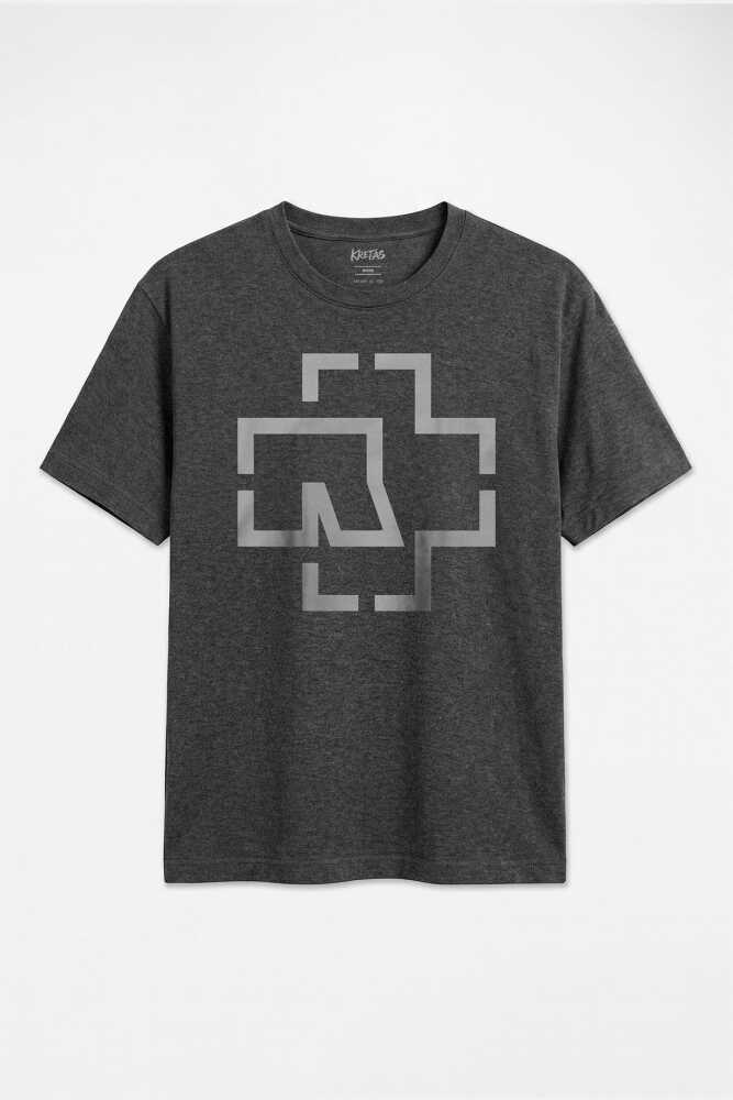 Regular Unisex Rammstein Till Lindemann Metal Rock Müzik Logo Antrasit Melanj Tişört