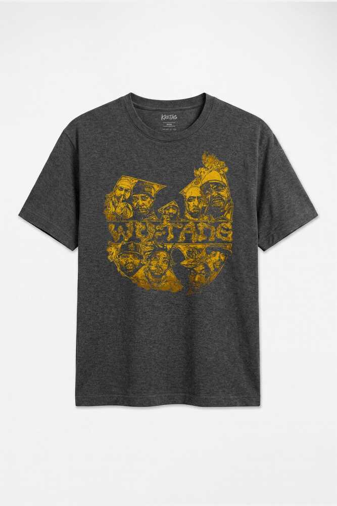 Regular Unisex Wu-Tang Clan Hip Hop Rap Old School 90lar Müzik Antrasit Melanj Tişört - 1