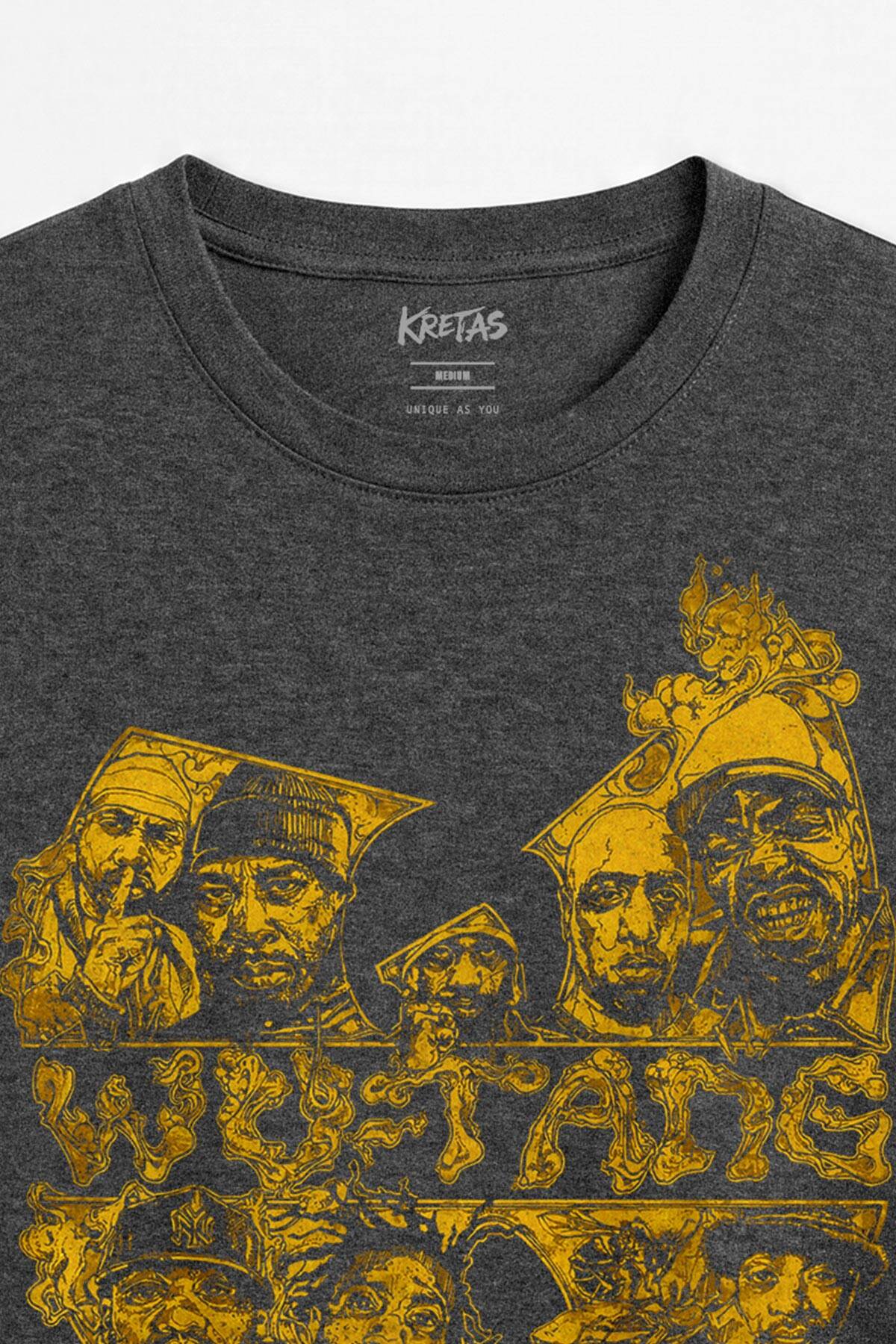 Regular Unisex Wu-Tang Clan Hip Hop Rap Old School 90lar Müzik Antrasit Melanj Tişört (1)
