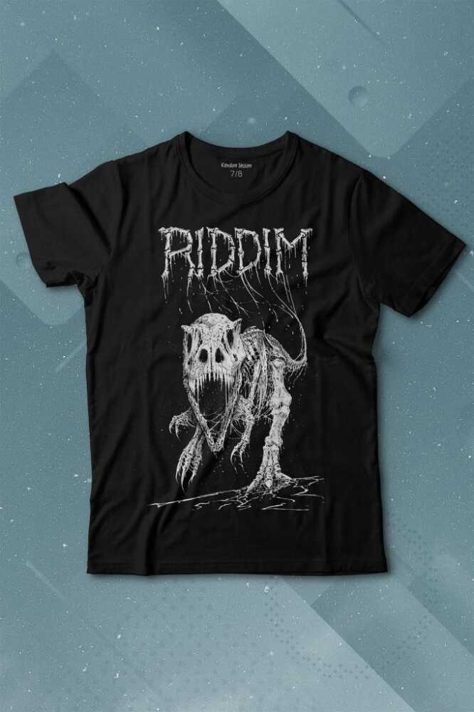 Riddim Dinazor T-Rex Metal Rock Dinosaurs Gothic Baskılı Tişört Çocuk T-shirt - 1