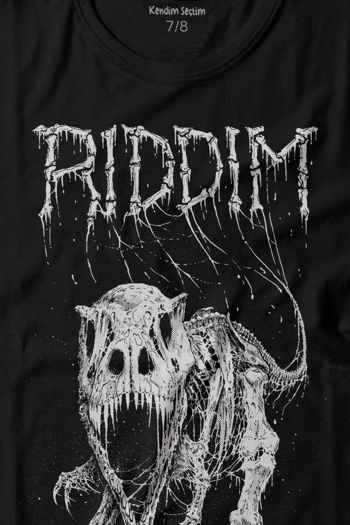 Riddim Dinazor T-Rex Metal Rock Dinosaurs Gothic Baskılı Tişört Çocuk T-shirt (1)