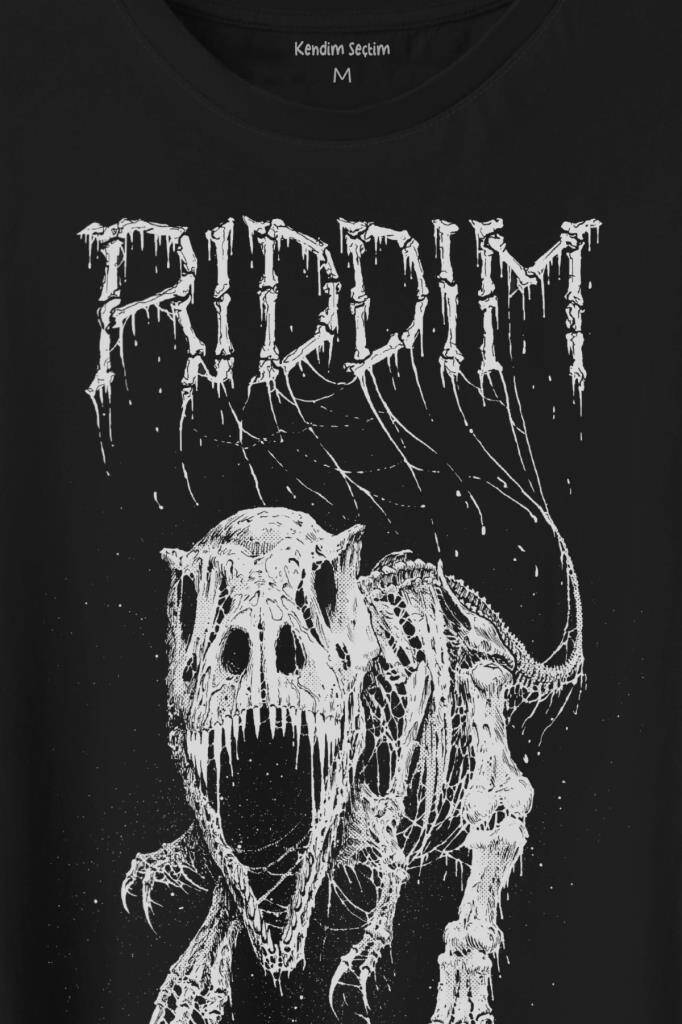 Riddim Dinazor T-Rex Metal Rock Dinosaurs Gothic Baskılı Tişört Unisex T-Shirt (1)