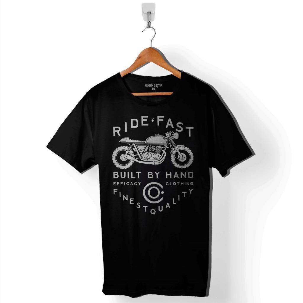 Ride Fast Notorcycles Built By Hand Clothing Baskılı Tişört Unisex T-Shirt - 1