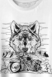 Ride To Wild Wolf And Motorcycle Kurt Ve Motor Outdoor Baskılı Tişört Unisex T-shirt - 2