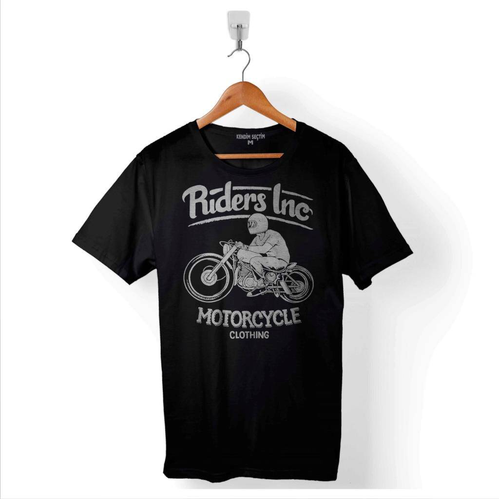 Riders Inc Motorcycle Clothing Motosiklet Kask Baskılı Tişört Unisex T-Shirt - 1
