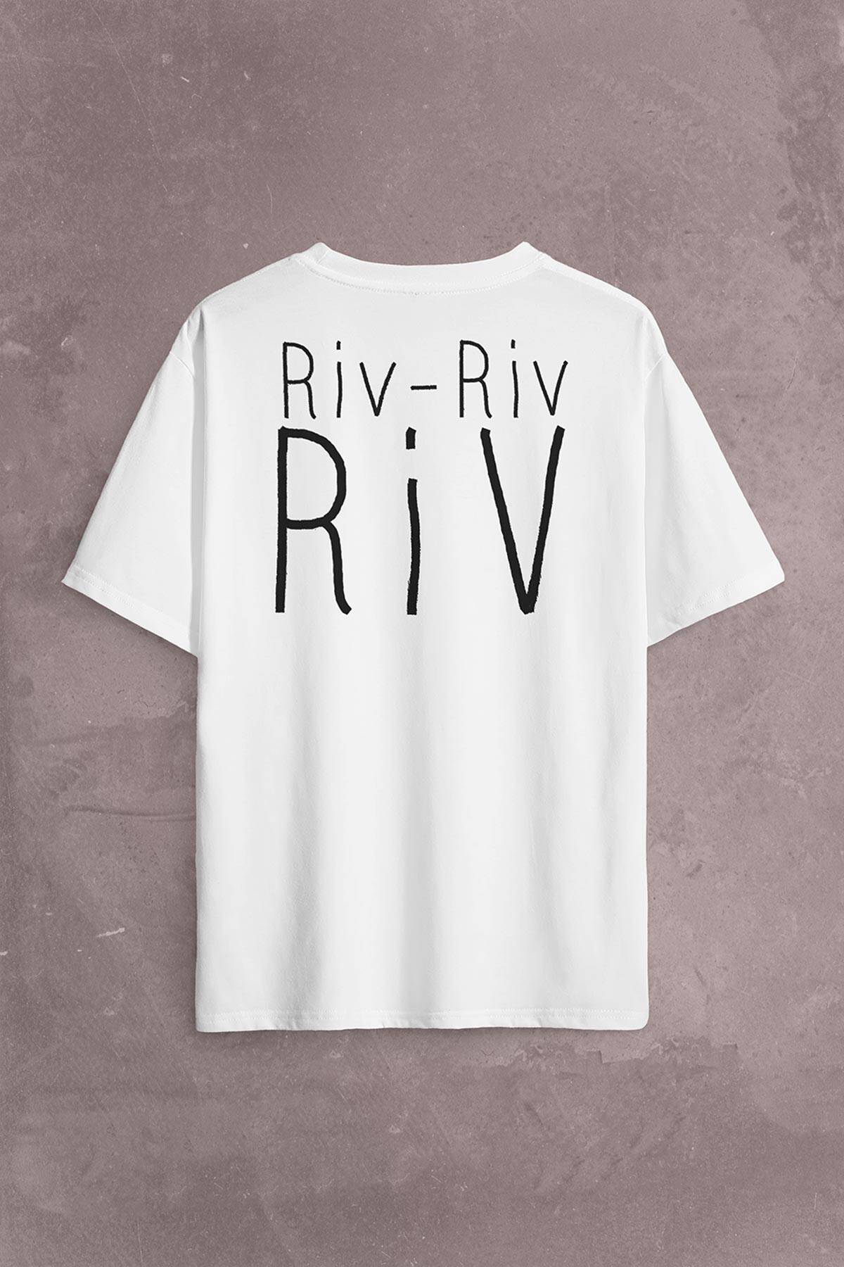 Riv Riv Riv Rivrivriv Rivriv Kemençe Horon Karadeniz Sırt Ön Baskılı Oversize Tişört Unisex T-Shirt (1)