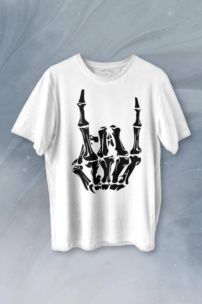 Rock And Roll Music Sert Müzik Baskılı Tişört Unisex T-shirt - 1