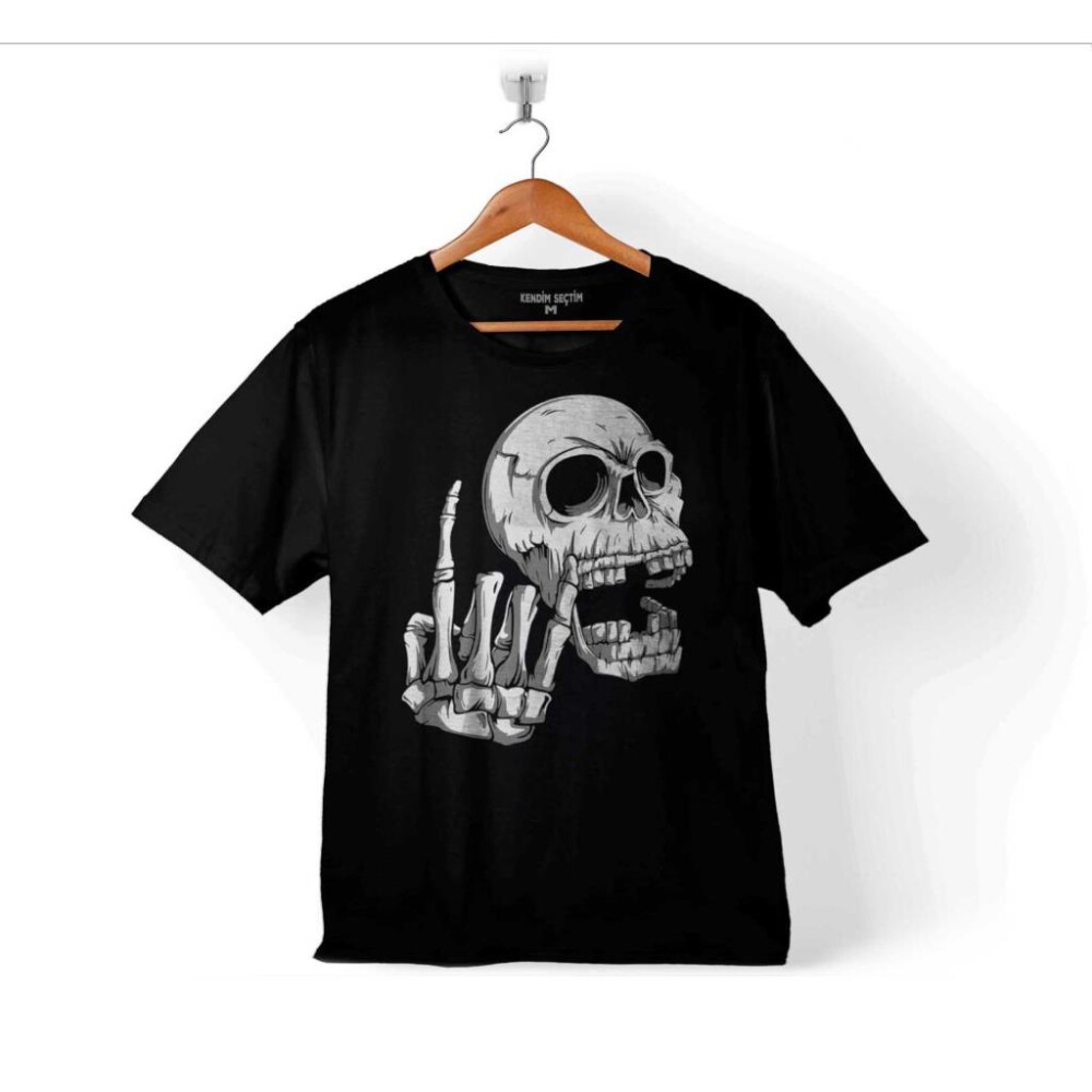 Rock Fear You Skull Kuru Kafa İskelet Baskılı Tişört Çocuk T-shirt - 1