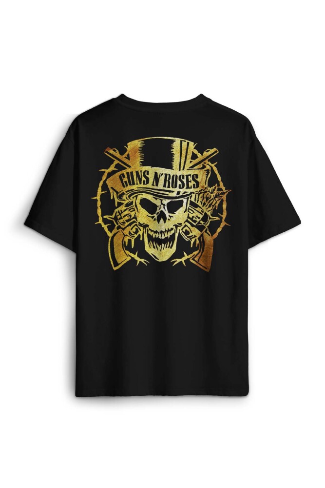 Rock Music Guns N Roses Sırt Ön Baskılı Oversize Tişört Unisex T-Shirt