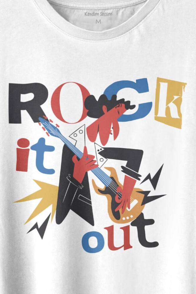 Rockstar Rock It Out Guitar Gitarist Baskılı Tişört Unisex T-shirt - 2