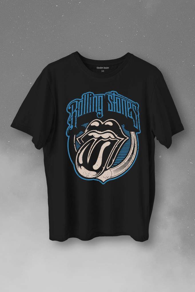 Rolling Stones Rock Retro 70S 80S Music Baskılı Tişört Unisex T-Shirt - 1