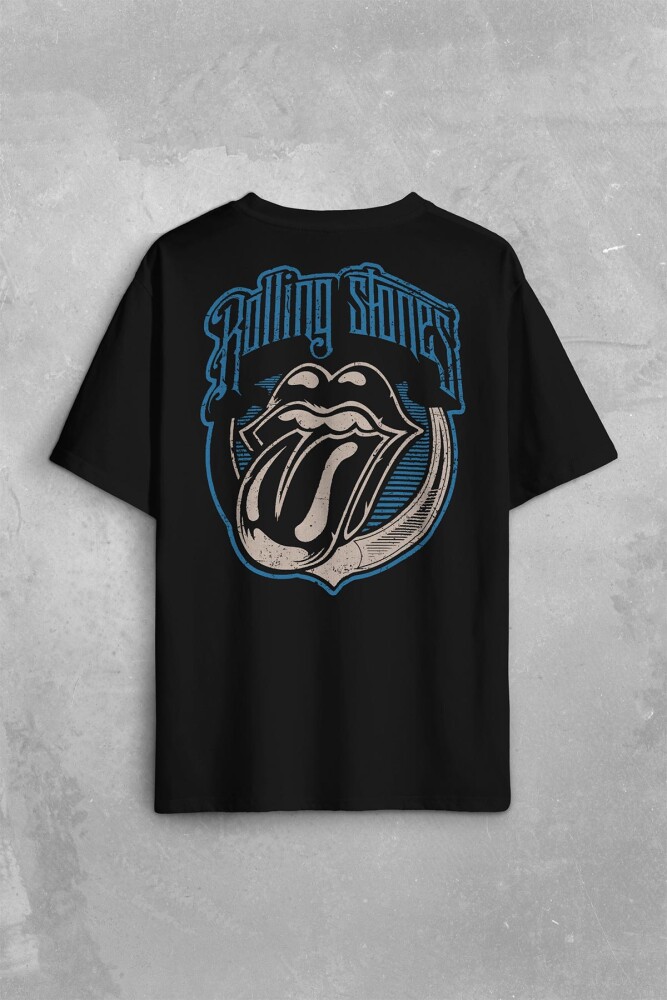 Rolling Stones Rock Retro 70S 80S Music Sırt Ön Baskılı Oversize Tişört Unisex T-Shirt - 1