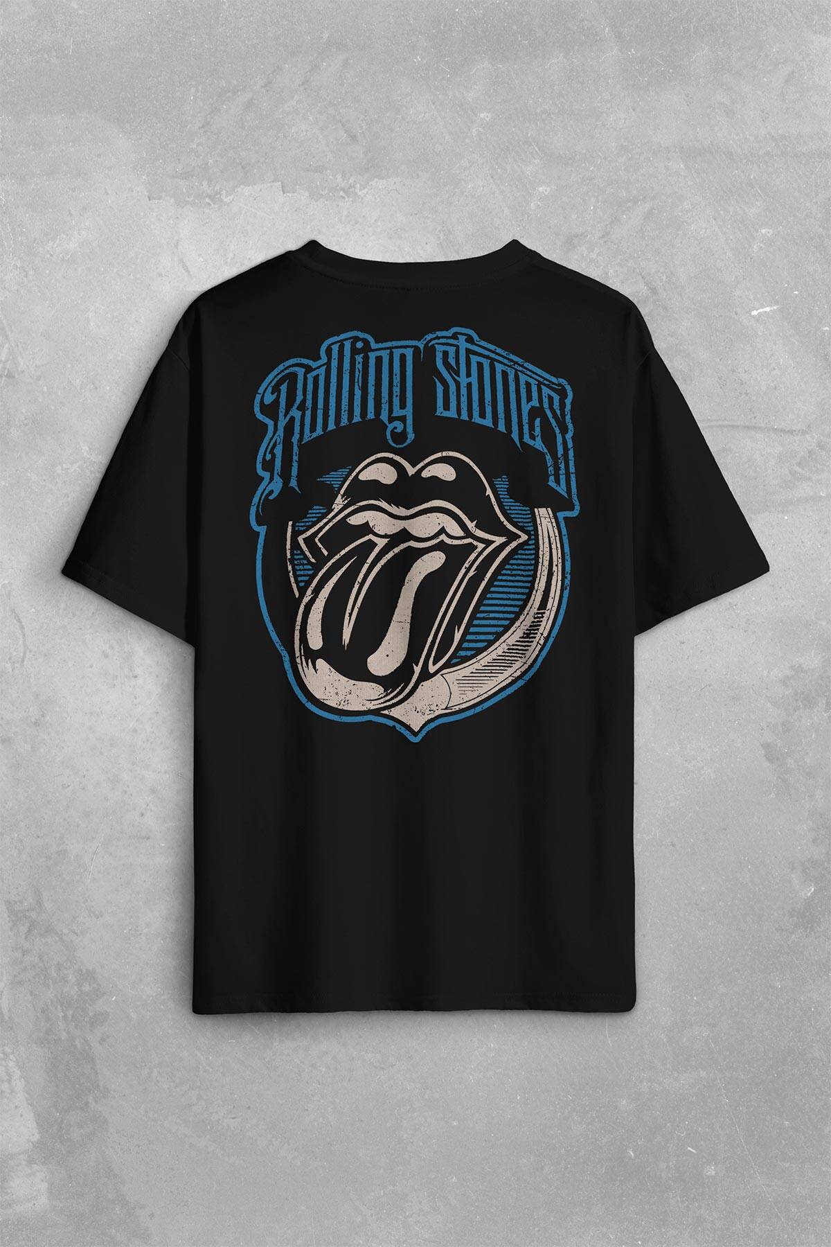 Rolling Stones Rock Retro 70S 80S Music Sırt Ön Baskılı Oversize Tişört Unisex T-Shirt - 1