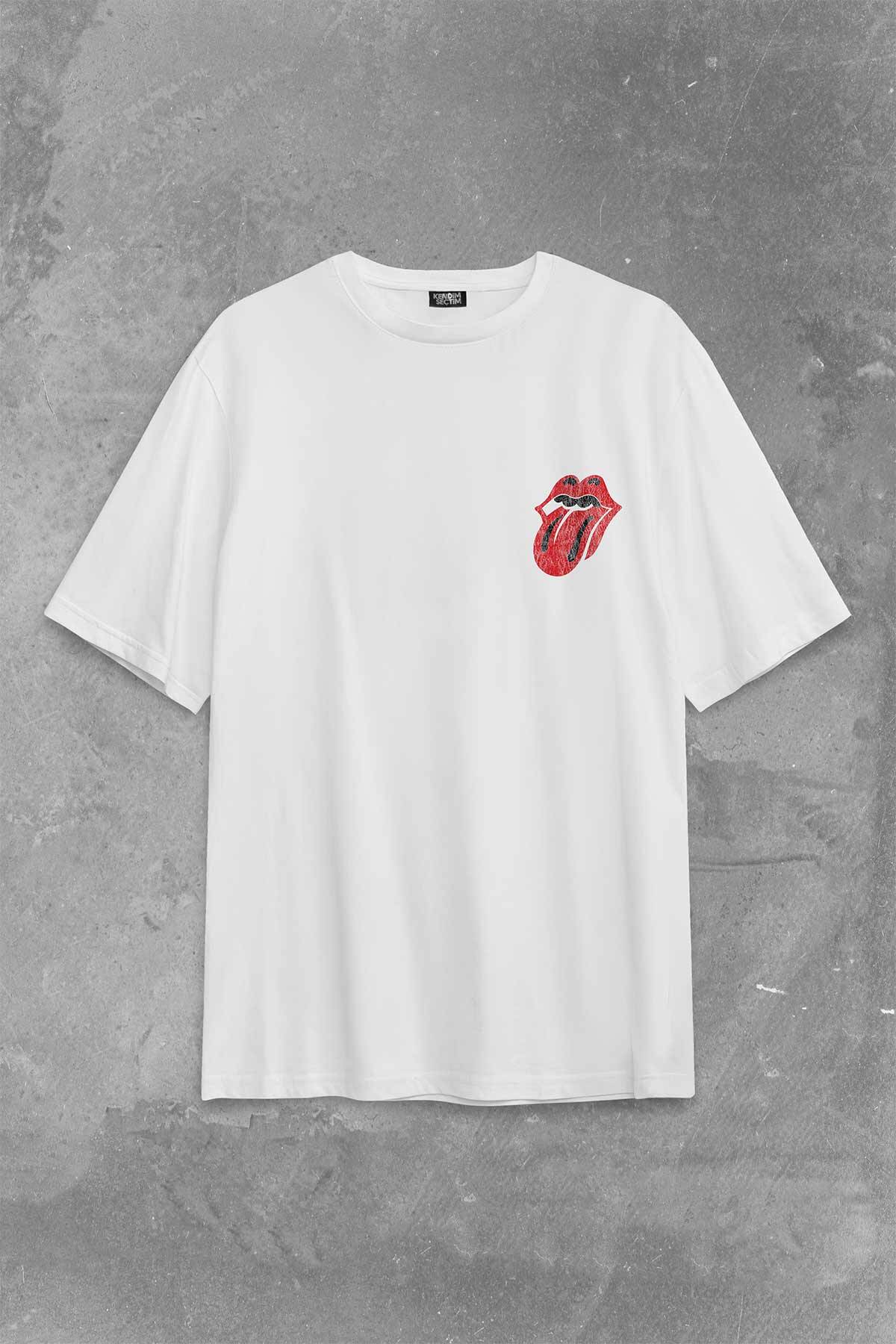 Rolling Stones Rock Retro 70S 80S Music Sırt Ön Baskılı Oversize Tişört Unisex T-Shirt - 2