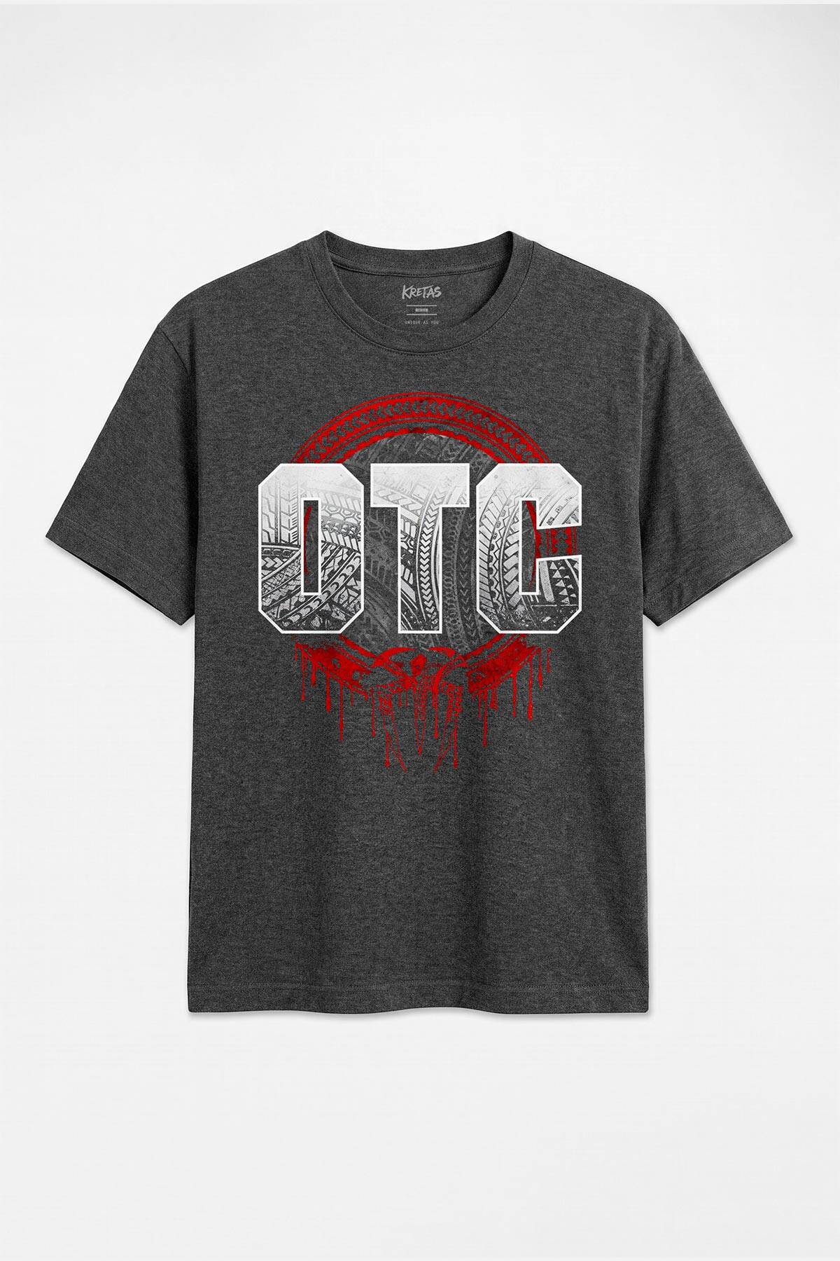 Roman Reigns OTC Tribal Chief WWE Güreş Gym Spor Unisex Regular Fit Antrasit Melanj Tişört
