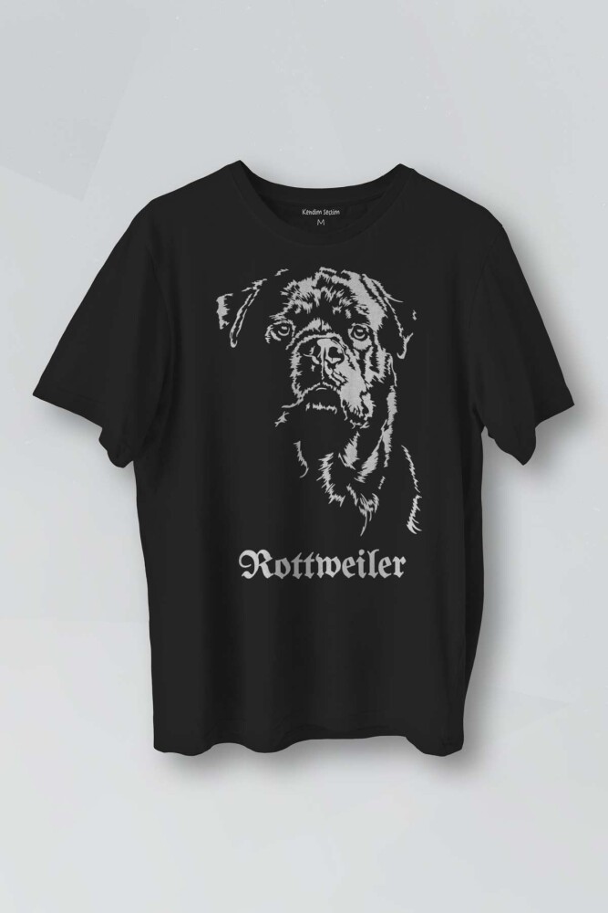 Rottweiler Dog Köpek Baskılı Siyah Tişört - 1