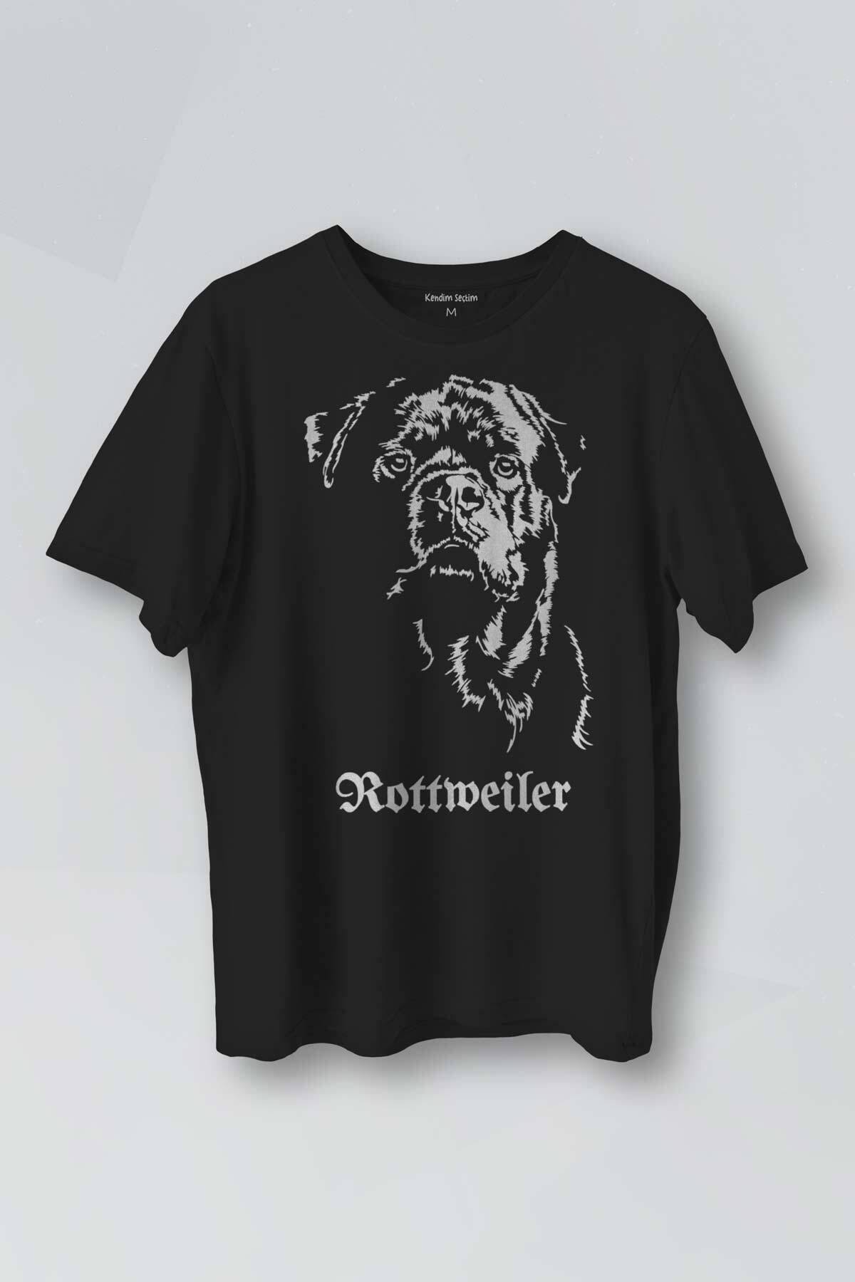 Rottweiler Dog Köpek Baskılı Siyah Tişört - 1