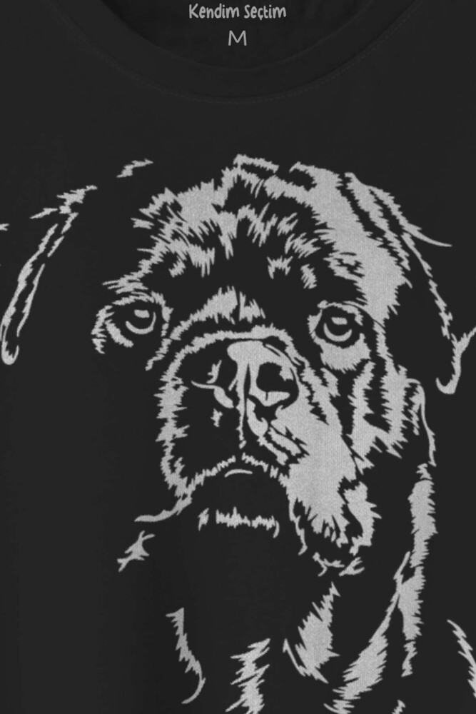 Rottweiler Dog Köpek Baskılı Siyah Tişört - 2