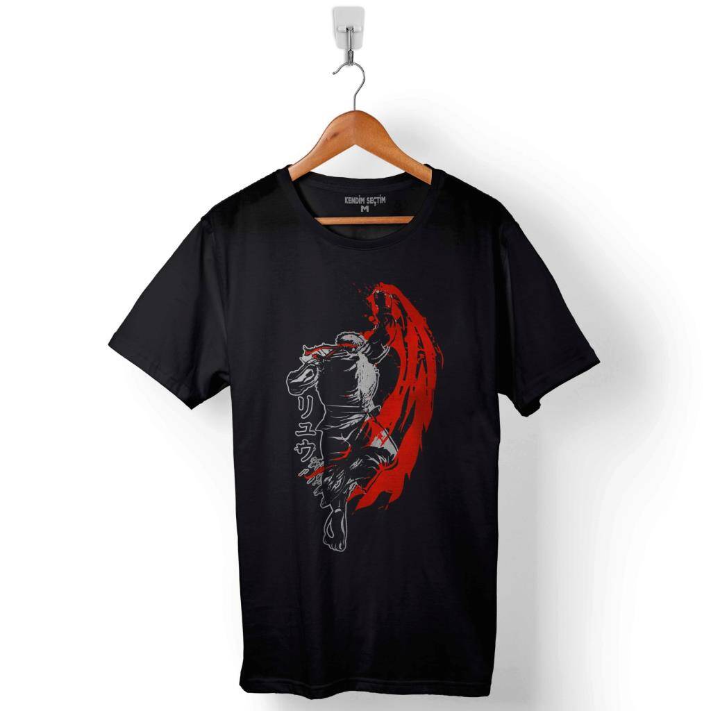 Ryu Street Fighter Sokak Dövüşü Baskılı Tişört Unisex T-Shirt - 1