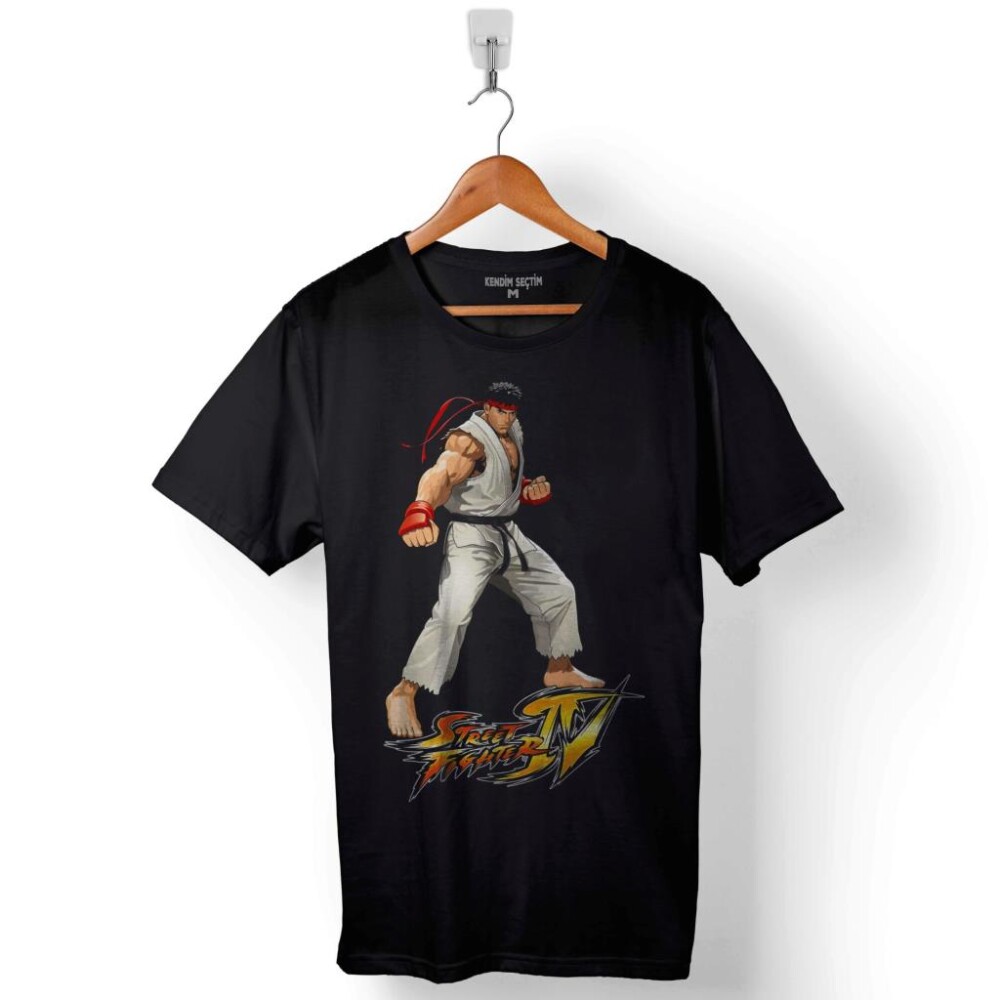 Ryu Street Fighter Sokak Dövüşü Baskılı Tişört Unisex T-Shirt - 1