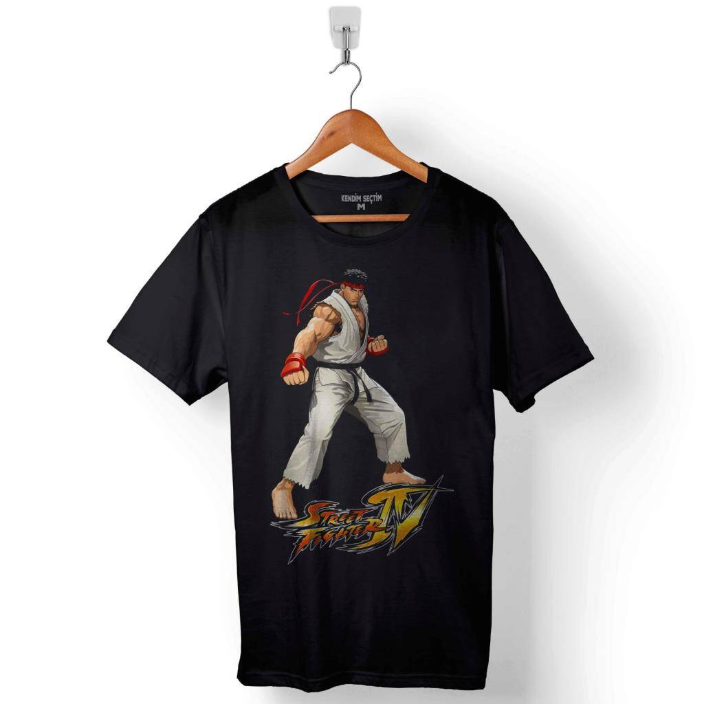 Ryu Street Fighter Sokak Dövüşü Baskılı Tişört Unisex T-Shirt - 1