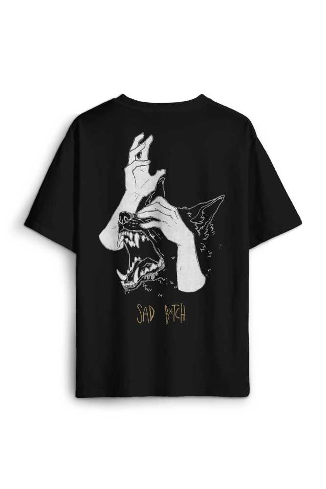 Sad Bötch Dog Asi Sırt Ön Baskılı Oversize Tişört Unisex T-Shirt - 1