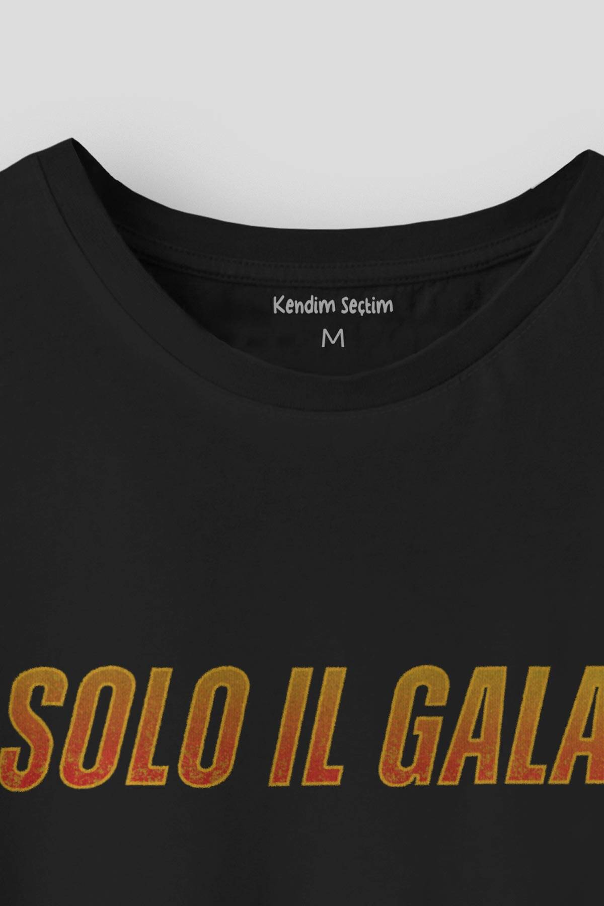 Sadece Sarı Kırmızı Solo il Gala Baskılı Tişört Siyah Unisex T-shirt (1)