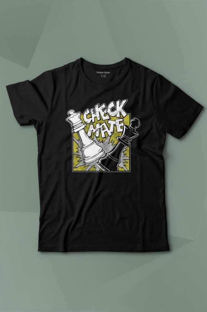 Şah Mat Satranç Check Mate Chess Kral Kraliçe Gambit Baskılı Tişört Çocuk T-shirt - 1