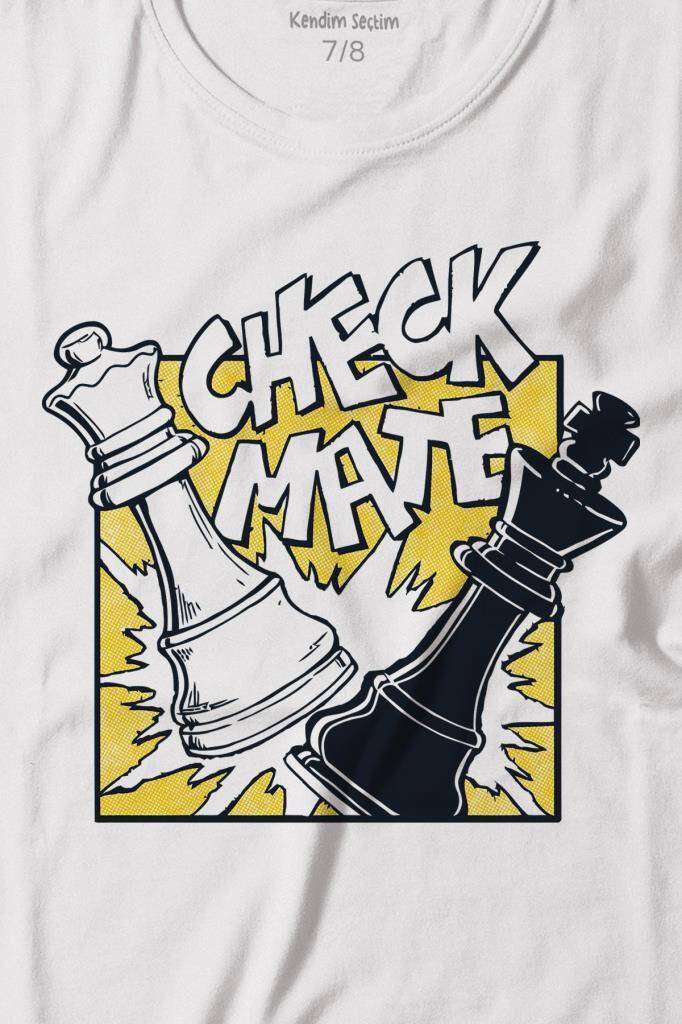 Şah Mat Satranç Check Mate Chess Kral Kraliçe Gambit Baskılı Tişört Çocuk T-shirt - 2