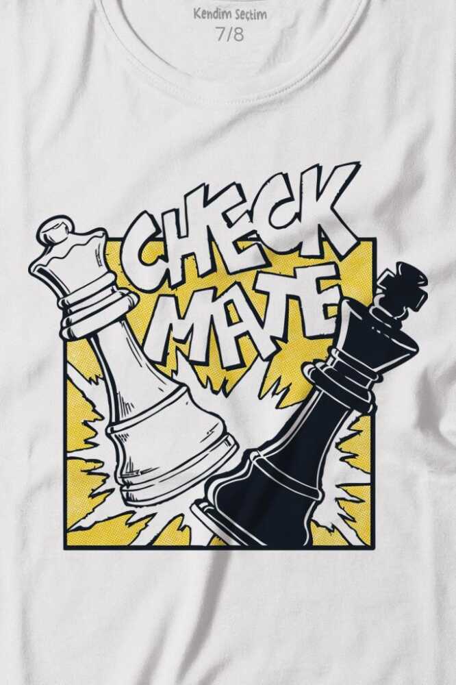Şah Mat Satranç Check Mate Chess Kral Kraliçe Gambit Baskılı Tişört Çocuk T-shirt (1)