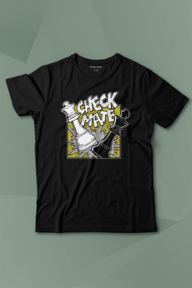 Şah Mat Satranç Check Mate Chess Kral Kraliçe Gambit Baskılı Tişört Çocuk T-shirt - KENDİM SEÇTİM